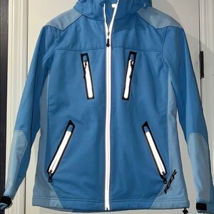 Women's Blue, Detachable, Hooded, Water Resistant , Fleece Lined Jacket